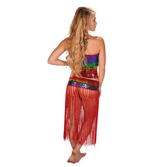 Stretchy Rainbow Sequin Fringe Belt