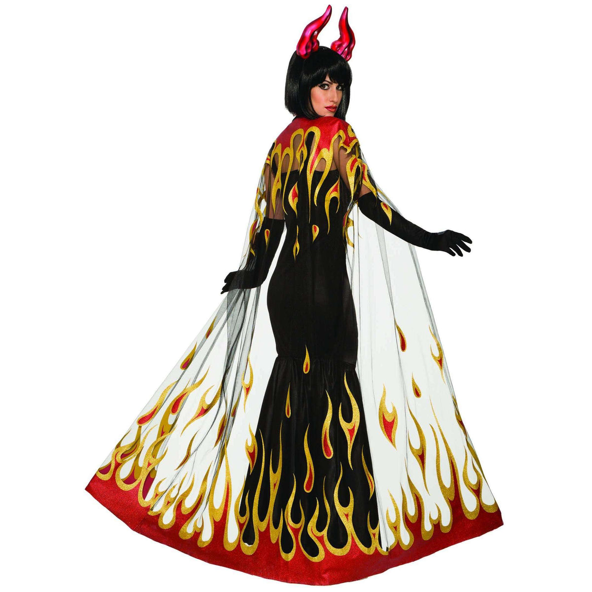 Demons & Devils Adult Flame Pattern Sheer Cape