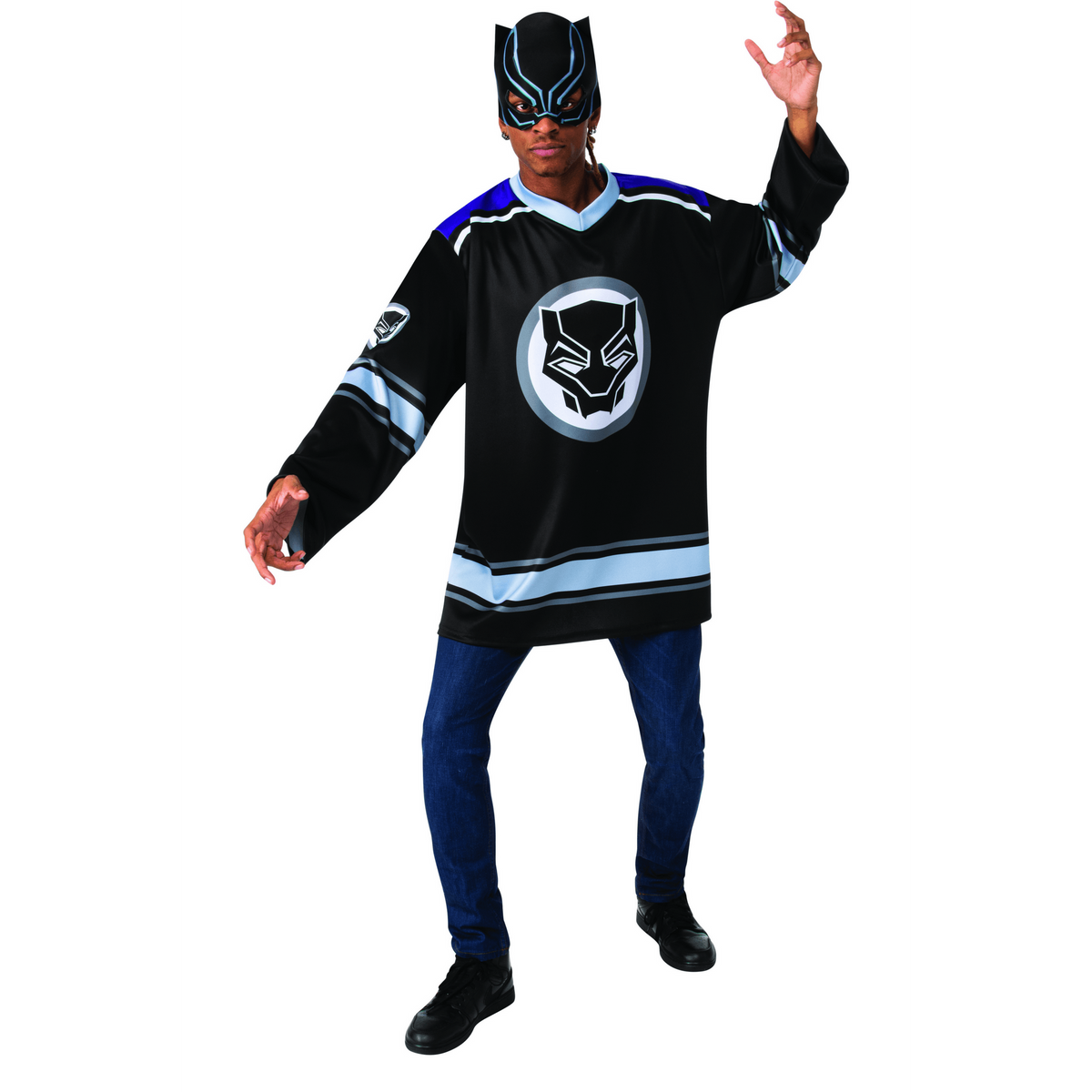 Black Panther Adult Jersey Top & Mask Set