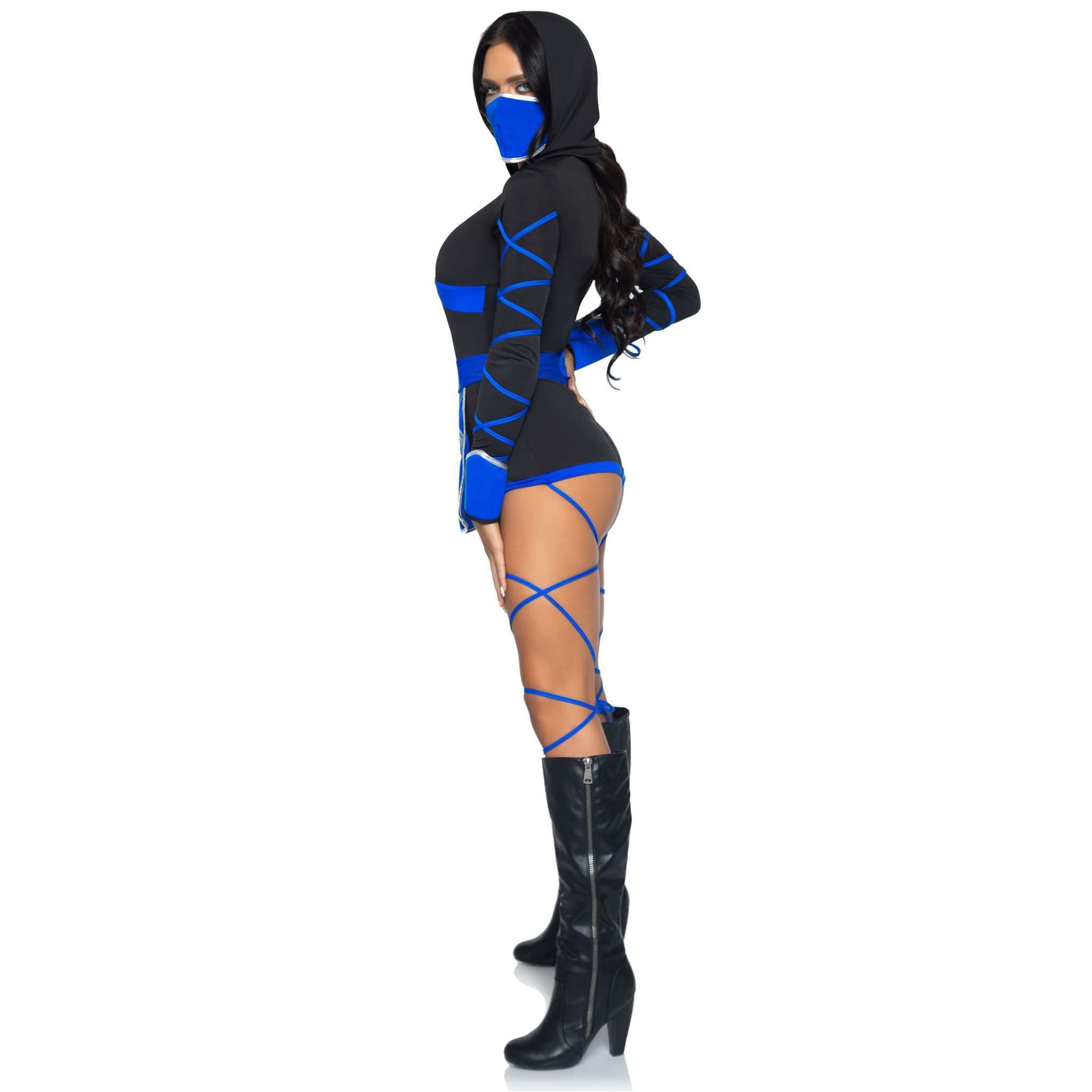 Deadly Dragon Ninja Blue & Black Women's Sexy Costume