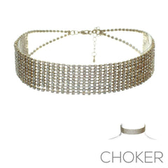 11 Row Rhinestone Choker