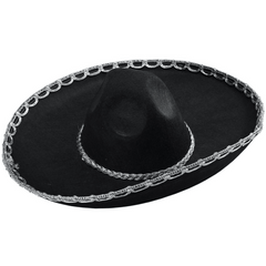 Black Sombrero Hat w/ Silver Trim