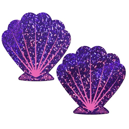 Purple and Pink Glitter Seashell Nipple Pasties