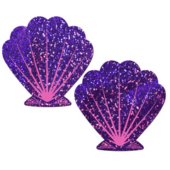 Purple and Pink Glitter Seashell Nipple Pasties