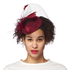 Deep Burgundy Veil Fascinator