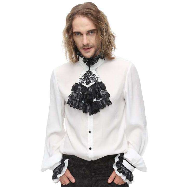 Gothic Lace Trim White Pirate Shirt