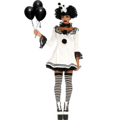 Pierrot Clown Black & White Women's Costume