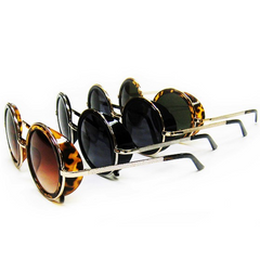 Metal Banded Round Shield Sunglasses