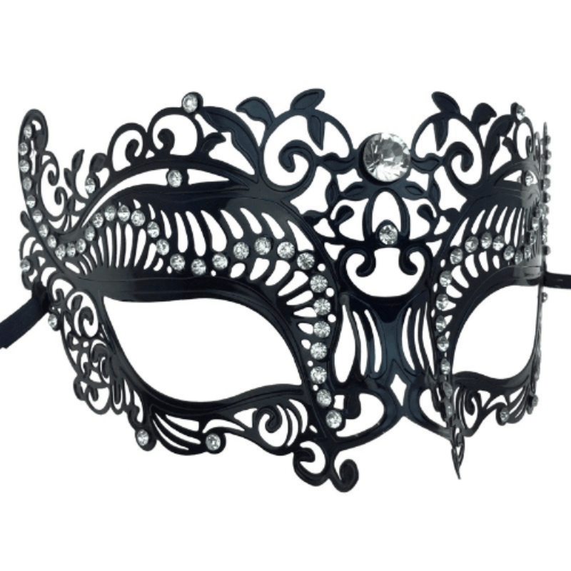 Alessia Black Metal Rhinestone Mask