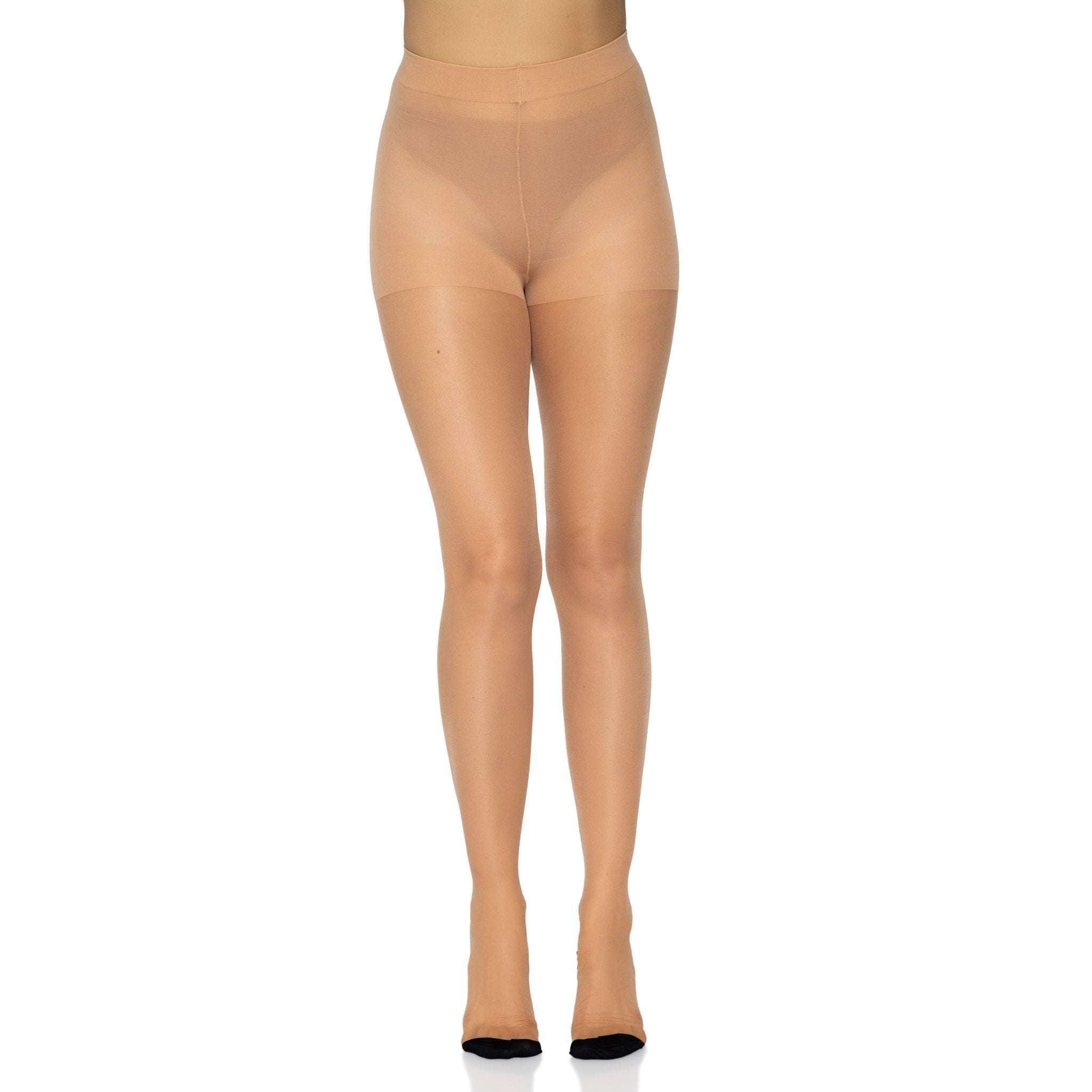 Nude Spandex w/ Black Accents Cuban Heel Full Stockings