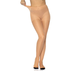 Nude Spandex w/ Black Accents Cuban Heel Full Stockings