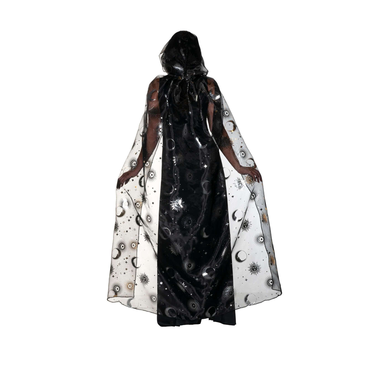 Black Celestial Hooded Organza Unisex Adult Cape