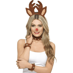 Pin Up Reindeer Kit w/ Antler Headband, Jingle Bell Chocker & Wrist Cuffs