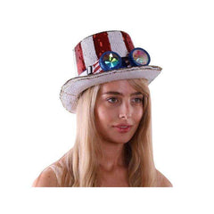 American Flag Sequin Top Hat & Goggles