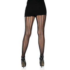 Black Vintage Pinstripe Fishnet Stocking