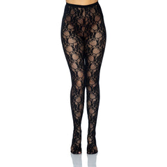 Black Floral Lace Adult Pantyhose