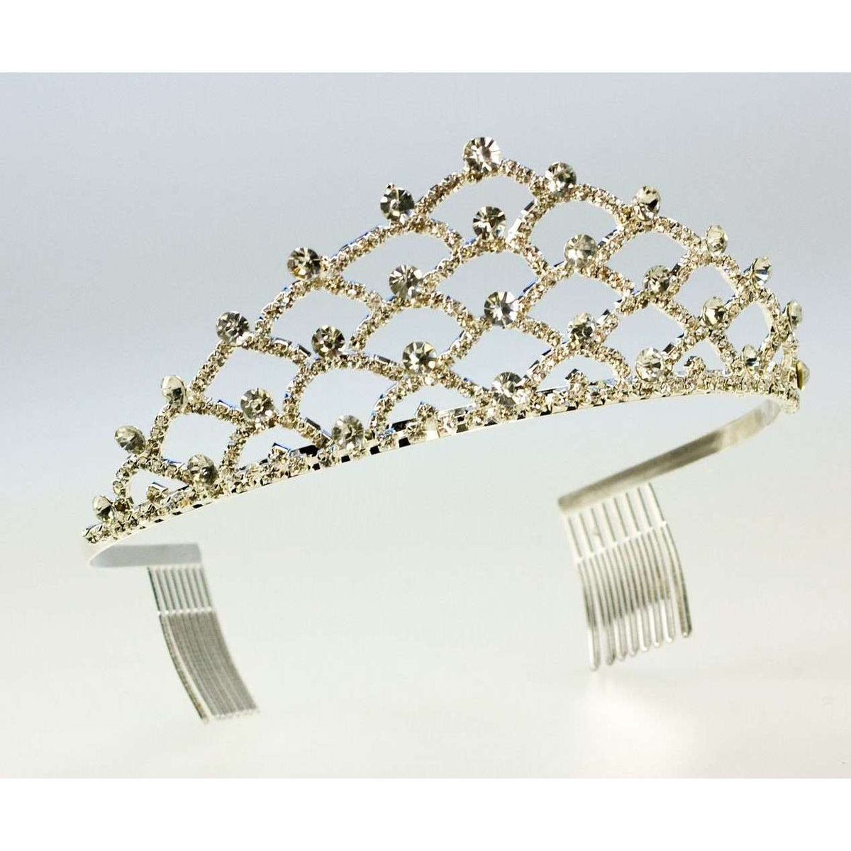 Multi Jeweled Rhinestone Tiara - Silver