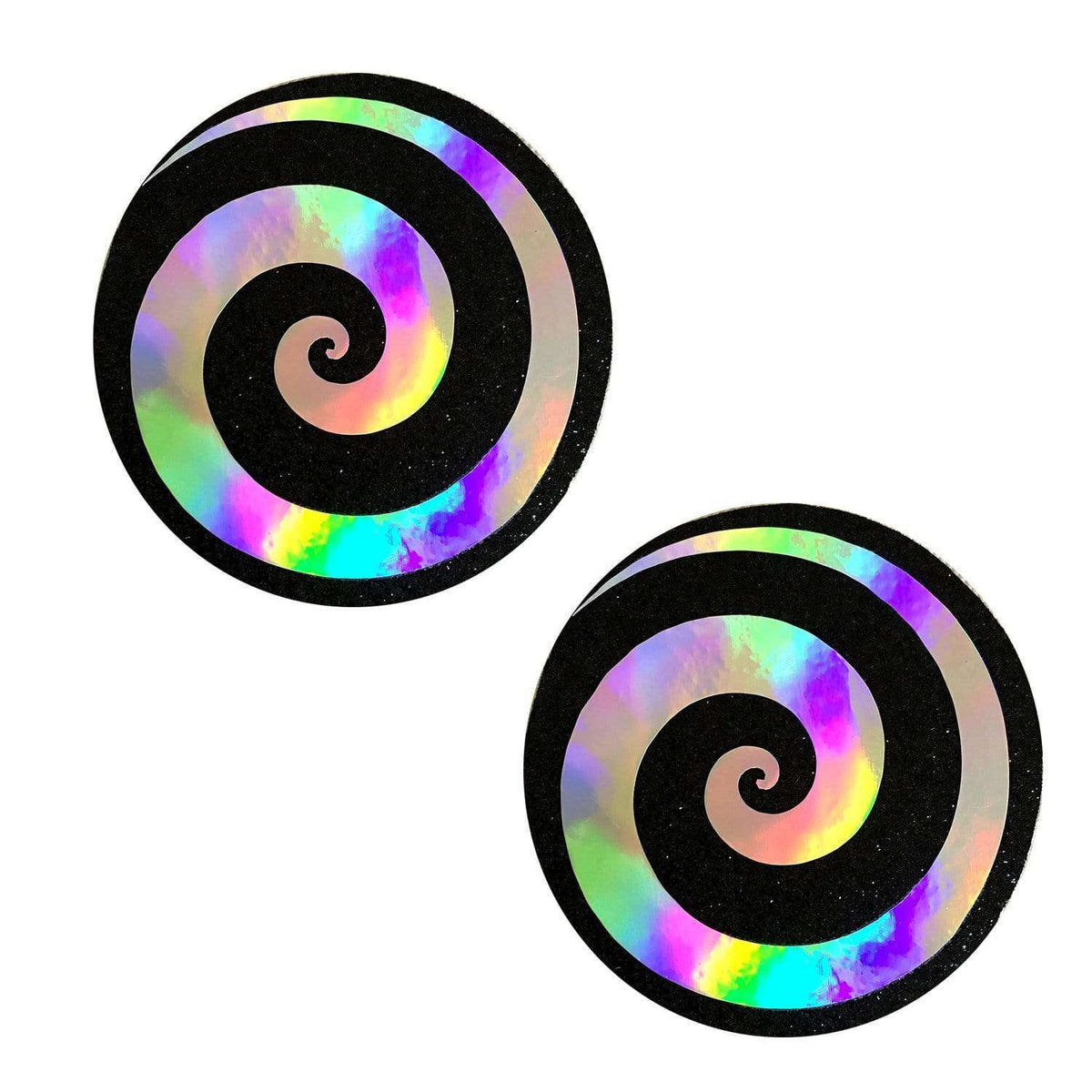 Care Bare Stare Holographic Spiral on Black Malice Glitter Cover Pasties