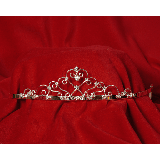 Small Silver Tiara with Rhinestones & Center Heart