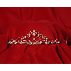 Small Silver Tiara with Rhinestones & Center Heart