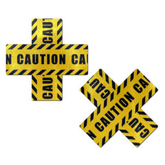 Crossed Caution Tape Nipple Pasties