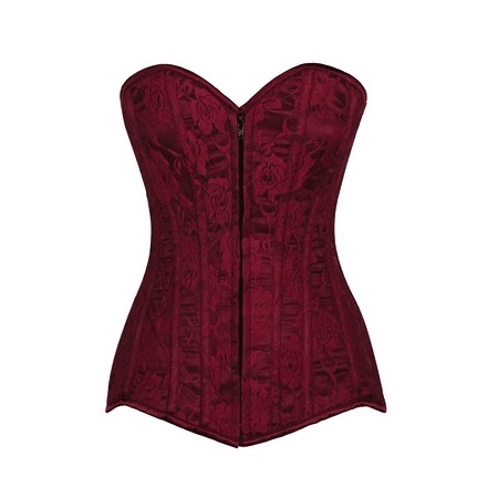 Lavish Wine Lace Overbust Corset w/Zipper