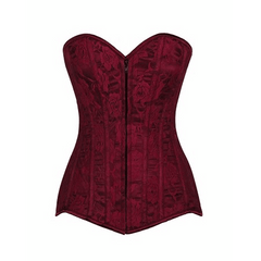 Lavish Wine Lace Overbust Corset w/Zipper