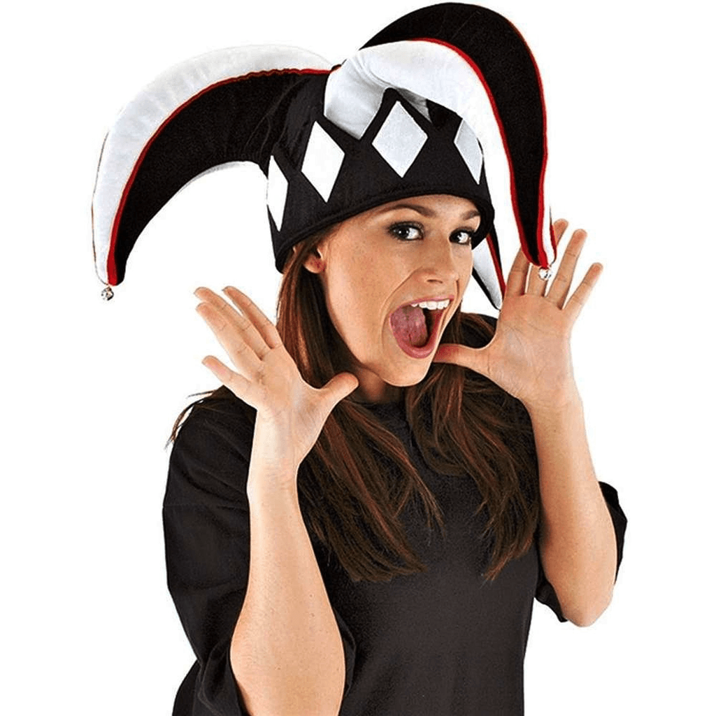 Court Jester Plush Hat Black & White