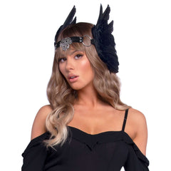 Feather Headband w/ O-Ring Metal Filigree Medallion