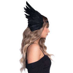 Feather Headband w/ O-Ring Metal Filigree Medallion