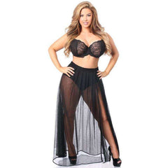 Black Glitter Sheer Skirt