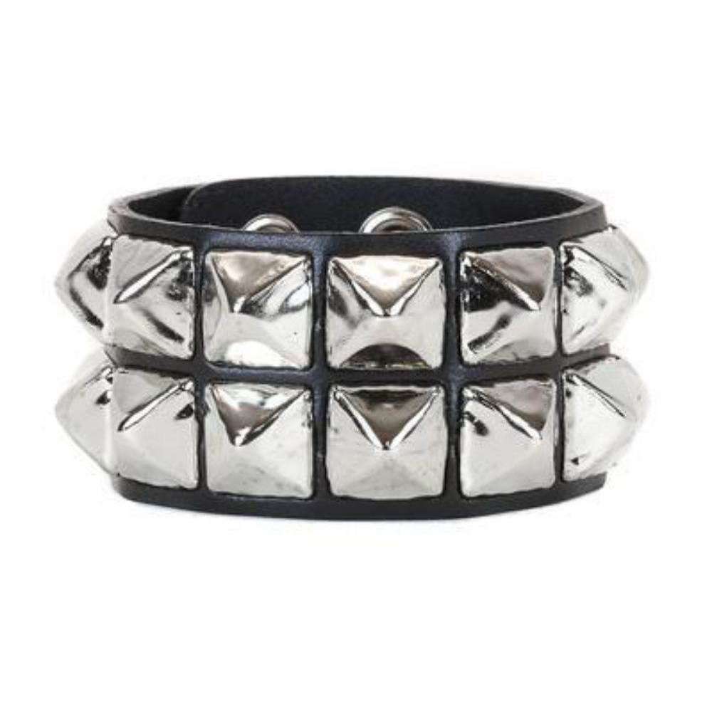 Dual Pyramid Studded Snap Bracelet