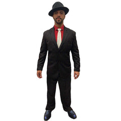 Exclusive 1920s Red & Black Pinstripe Zoot Suit Men's Costume