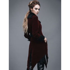 Vintage Gothic Burgundy Swallowtail Jacket