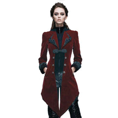 Vintage Gothic Burgundy Swallowtail Jacket