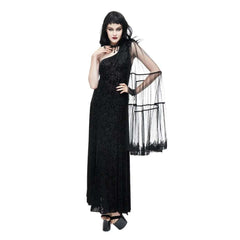 Black Gothic Asymmetrical One Shoulder Dress