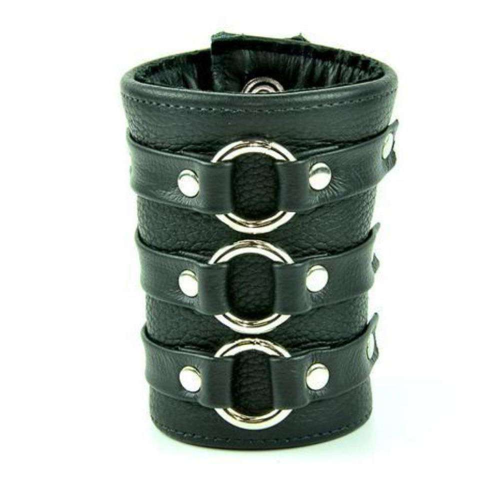 Soft Coach Leather 3 Ring Wrist Cuff