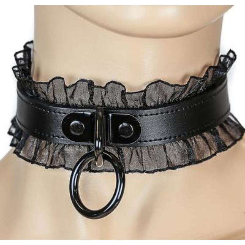 Lace Border Bondage Choker 3/4” Wide