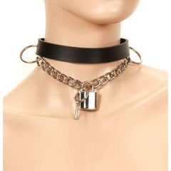 Hanging Lock Pendant Leather Choker