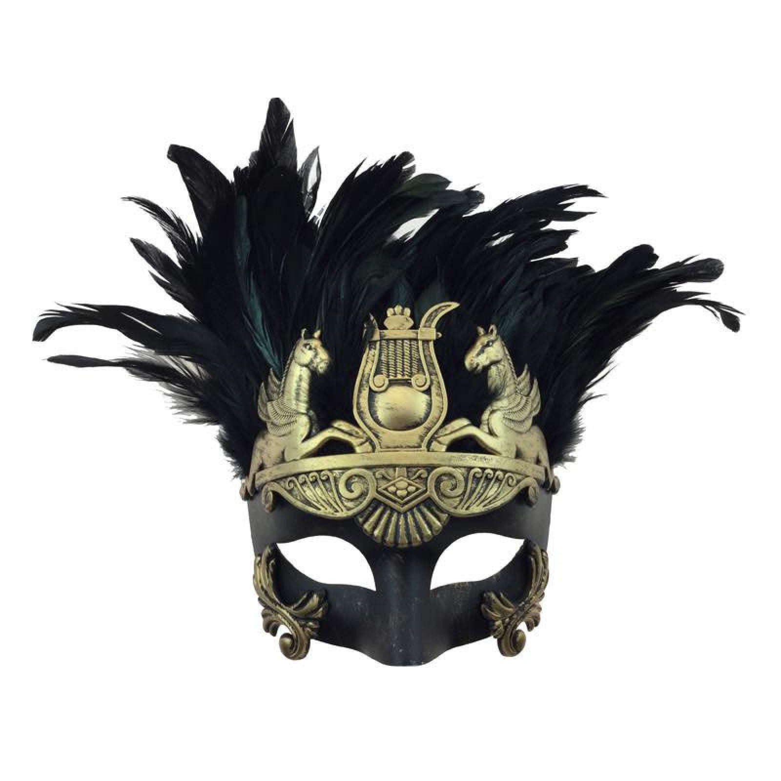 Troy Feathered Venetian Male Mask