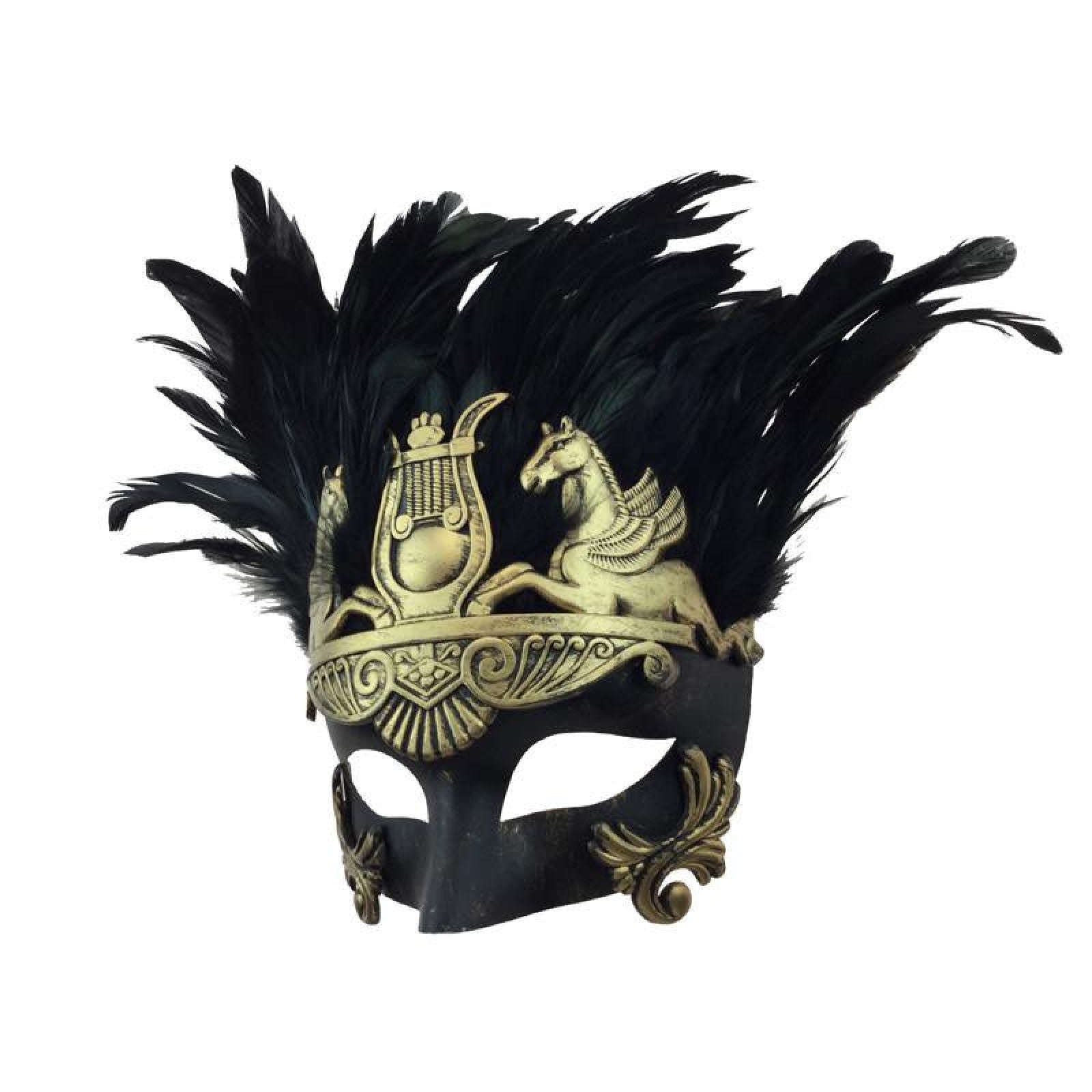 Troy Feathered Venetian Male Mask