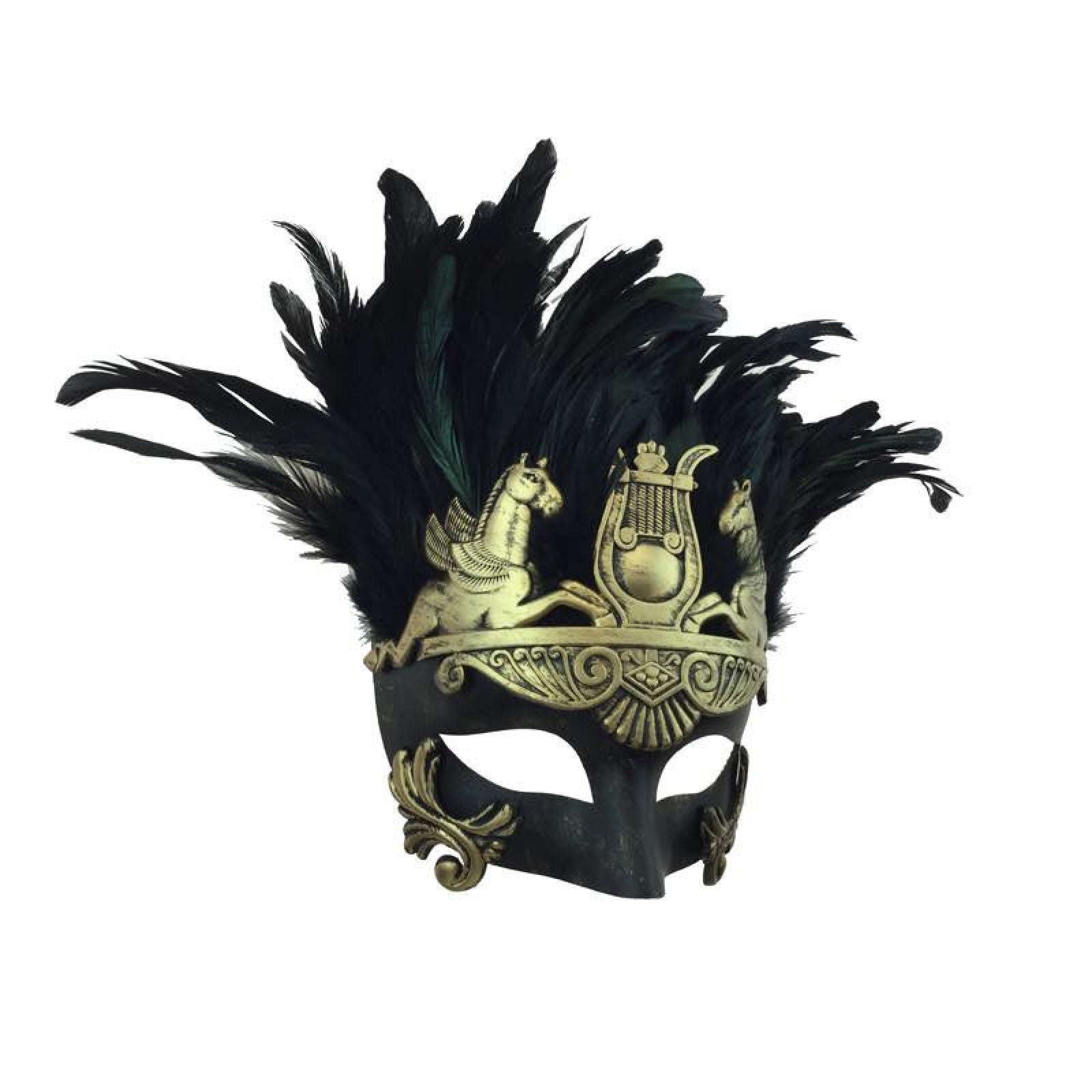 Troy Feathered Venetian Male Mask