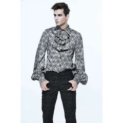 Gothic Gray Damask Poet Shirt