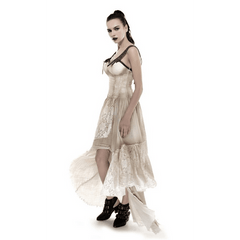 Asymmetrical Hem Lace Matching Steampunk Dress