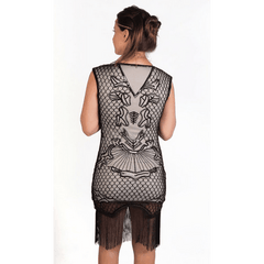 Black and Silver Flapper Beaded Dress