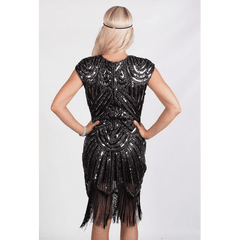 Black Beaded Mesh Flapper Dress