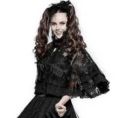 Black Lolita Lace Double Layer Cloak