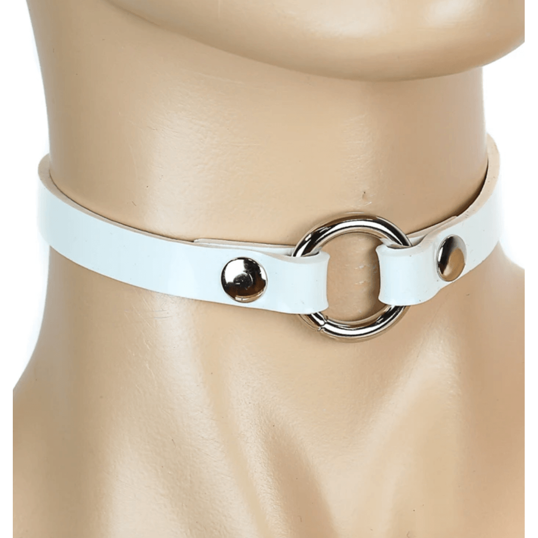 Patent White Choker With 3/4” Ring 1/2” Wide