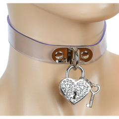 Rhinestone Heart Lock Clear Choker