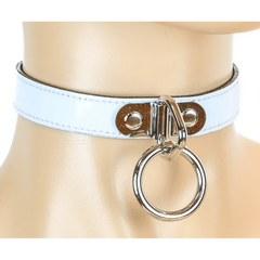 White Leather Choker Loop and Ring